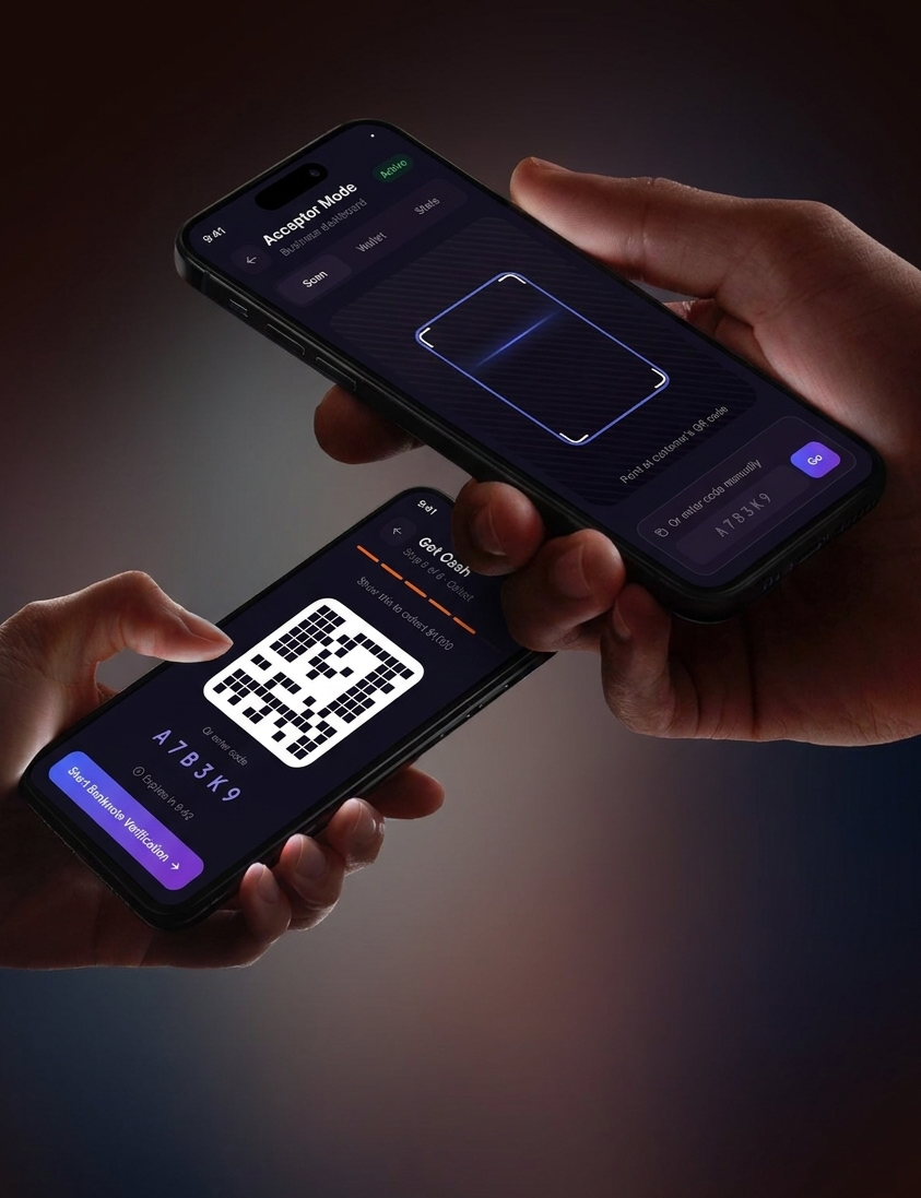 Tourist and Agent transacting via FINport - QR handshake
